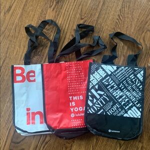 Set of 3 Small Lululemon Tote Bags -Red/Black